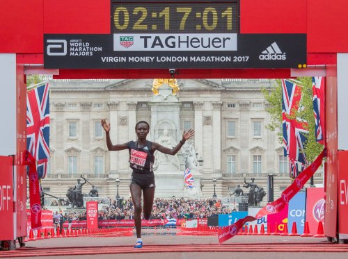 Mary Keitany winning the 2017               Virgin Money London Marathon in a women-only world record.jpeg