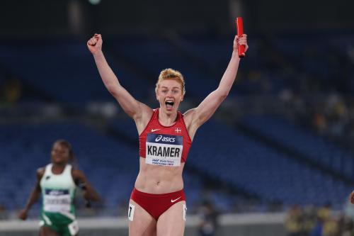 Mathilde KRAMER Denmark women 4x100 heats 2019-05-11 World Relays Yokohama 2019 by Roger Sedres.JPG