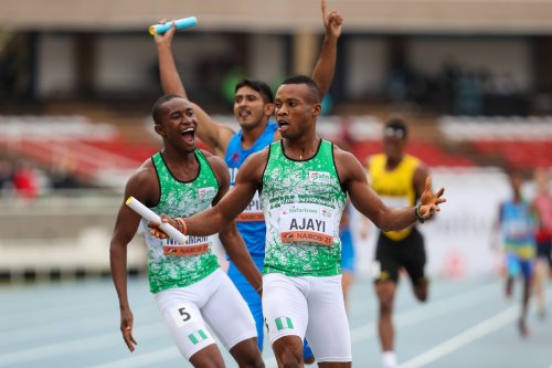 Nigeria wins the mixed 4x400m relay photo credit Roger Sedres for World Athletics.jpg