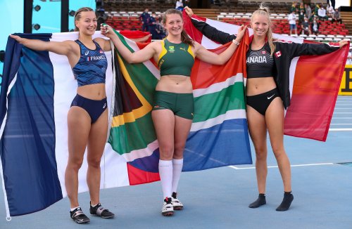 Pole vault medallists Elise Russis, Mire Reinstorf and Heather Abadie photo credit Roger Sedres for World Athletics.jpg