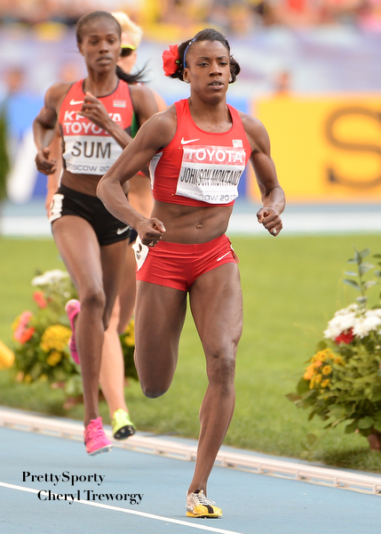 Alysia Johnson-Montano leading on the back stretch.JPG