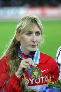 Taking the piss: Tatyana Tomashova, who had an extremely abnormal offscore of 129 (which had a 100,000-1 chance of being natural) when winning the World Championship 1500m in 2005, was later target tested and banned by the IAAF in 2008 after attempting to manipulate her urine sample. Image: PhotoRun