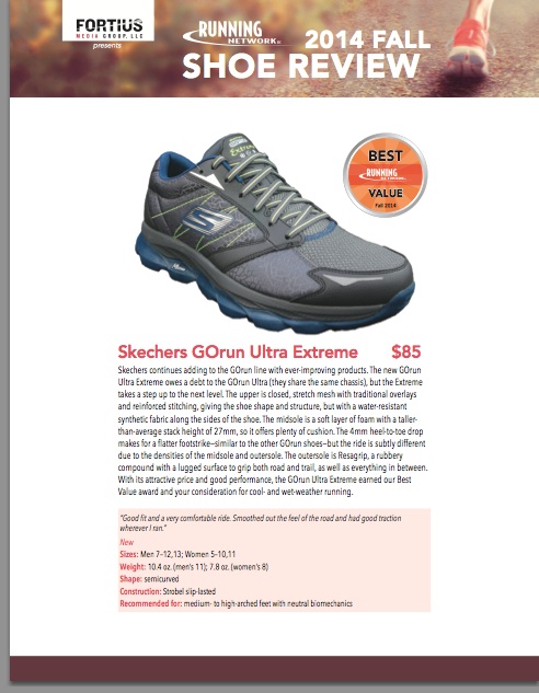 leeftijd Verval Isoleren Skechers GOrun Ultra Extreme Named Best Value Shoe in Running Network LLC  2014 Fal Shoe Review - runblogrun
