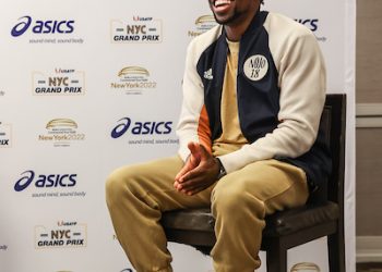 Noah Lyles Interview USATF NYC Grand Prix 2022 with Larry Eder, RunBlogRun
