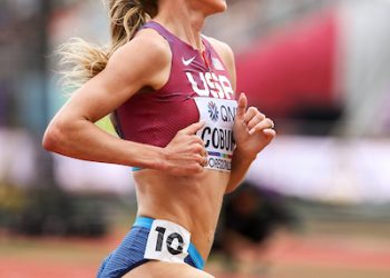 Oregon 22 World Athletics Champs, Day 2, Emma Coburn, steeplechase,  Mixed Zone Interview