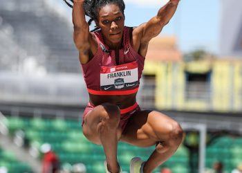 Oregon 22 World Athletics Champs, Day Four, Tori Franklin, bronze medal, Triple Jump, the Mixed Zone Interview