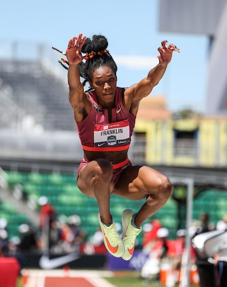 Oregon 22 World Athletics Champs, Day Four, Tori Franklin, bronze medal, Triple Jump, the Mixed Zone Interview