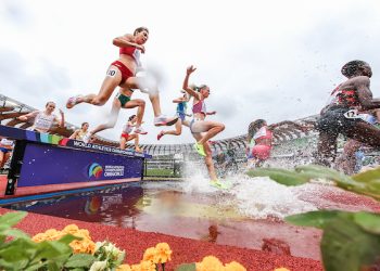 Oregon 22 World Athletics Champs, Day 2, Courtney Frerichs, steeplechaser, Mixed Zone Interview