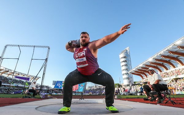 Oregon 22 World Athletics Champs, Day 3, Joe Kovacs, World Champs silver medalist, Men’s Shot Put,  Mixed Zone Interview