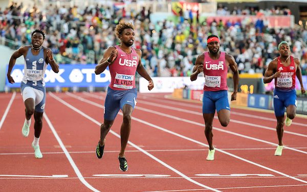 Noah Lyles SHATTERS 200m American record to repeat as World champ in USA podium sweep | NBC Sports