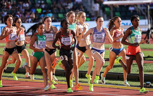 Oregon 22 World Athletics Champs, Day 4: Laura Muir, GB, bronze medalist, W1,500 meters,  Mixed Zone Interview