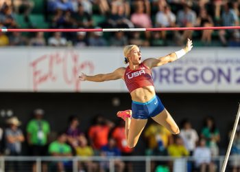 Oregon 22 World Athletics Champs, Day 3, Katie Nageotte, Women’s pole vault, gold medalist, Mixed Zone Interview