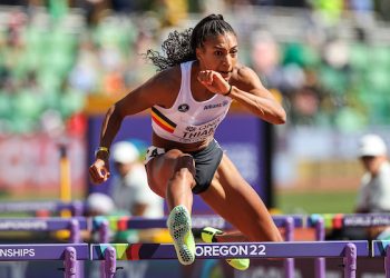 Oregon 22 World Athletics Champs, Nafi Thiam, WC gold medalist, the Heptathlon,  Mixed Zone Interview