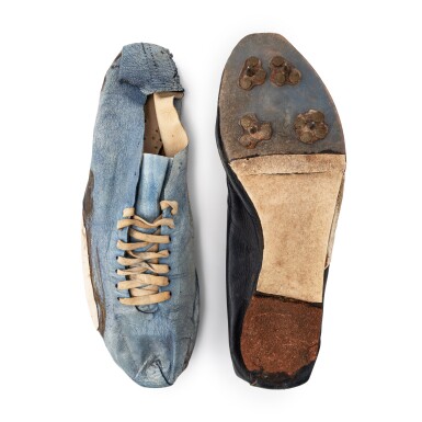 View 1. Thumbnail of Lot 13. Nike Co-Founder Bill Bowerman 1960s Pre-Nike Handmade Black and Blue Track Spikes.