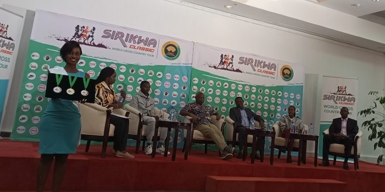 Faith Kipyegon and Waithaka Mburu speak at the Sirikwa Classic Press Conference