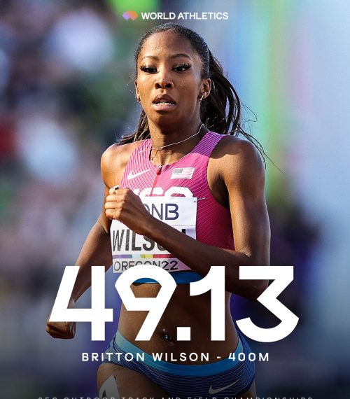 Britton Wilson runs 49.13 WL for 400 meter flat /53.28 for 400m hurdles!