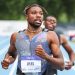 In the Mixed Zones, with Noah Lyles, at at the NYC Grand Prix, June 23, 2023 ( Pre event Zone)