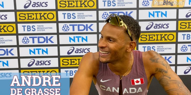 In the Mixed Zone, with Andre de Grasse, 2023 World Athletics Championships – Budapest