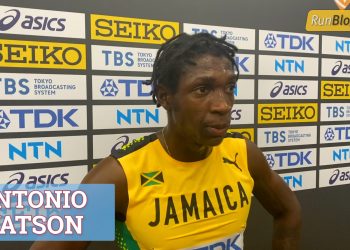 In the Mixed Zone,   with Antonio Watson  2023 World Athletics Championships – Budapest, 400 meters gold medalist