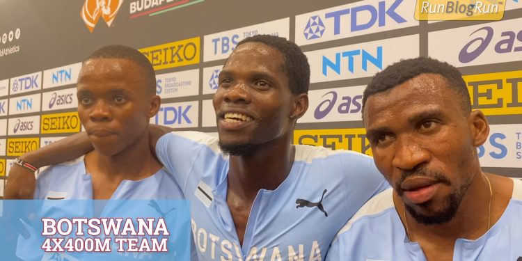 In the Mixed Zone with Botswana 4x400m Men’s Relay Team, 2023 World Athletics Championships – Budapest