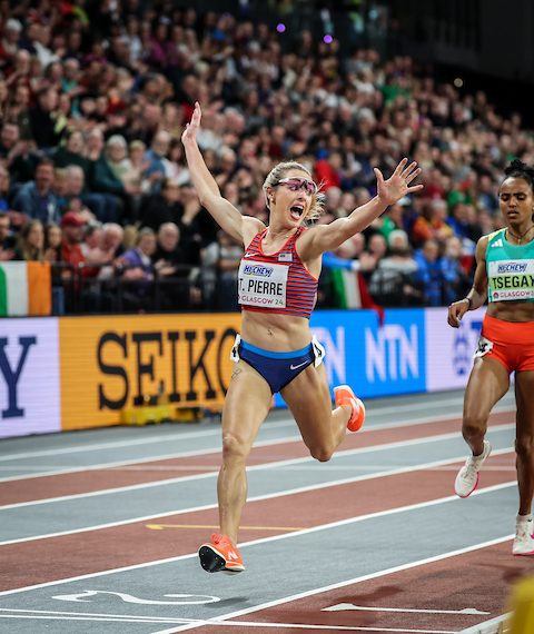 Elle St. Pierre outkicks Gudaf Tsegay! Exciting upset in Women’s 3,000 meters! First USA gold in 3000m!