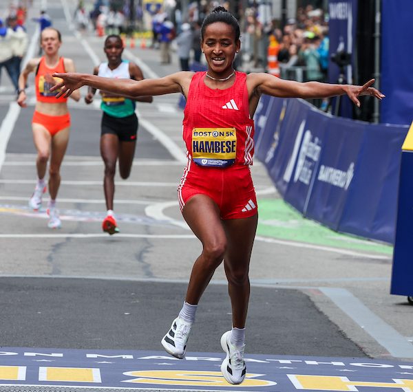 SEARE, HAMBESE WIN BOSTON 5-K IN SPRINT FINISHES